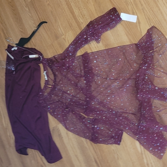 New Knitworks Burgundy 2 piece dress set size 14 - Picture 9 of 12